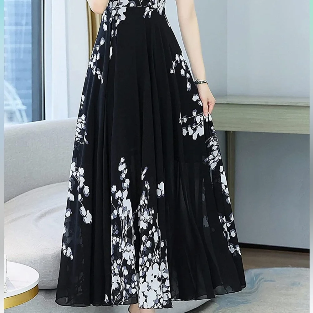 NWT Five Cats A-line Cherry Blossom Silky Maxi Dress US Sz US 8, 10 - Picture 5 of 9